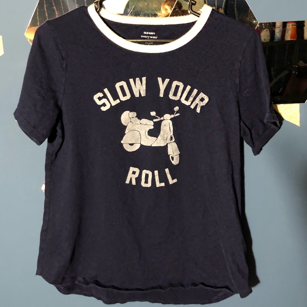 Old Navy Graphic Tee Navy and White